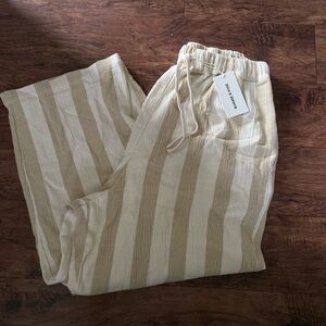 NWT Zulu & Zephyr linen blend striped drawstring pants